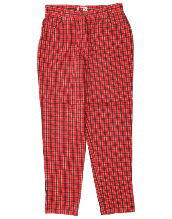 Basics Ženske ležerne hlače visokog struka UK 16 Large W30 L30 Crveni karirani