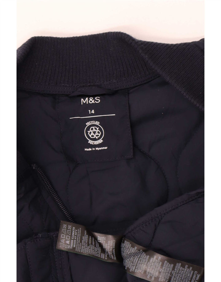 Marks & Spencer ženska prošivena jakna UK 14 veliki tamnoplavi poliester