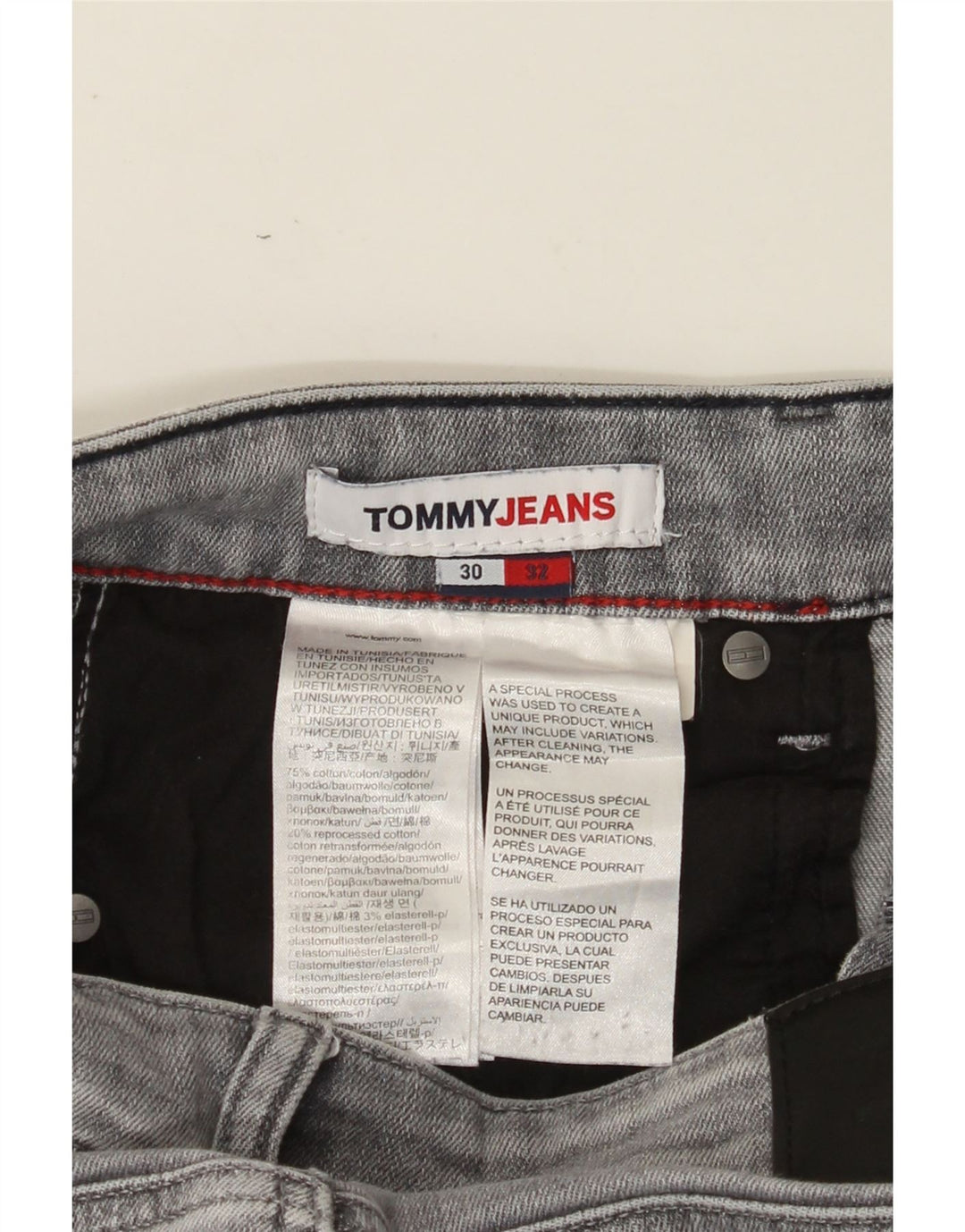 TOMMY HILFIGER Muške uske traperice Scanton W30 L32 Sivi pamuk