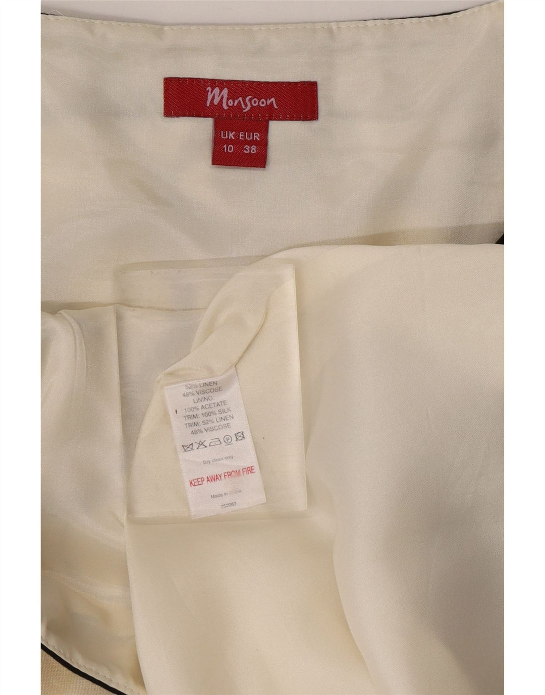 MONSOON ženska haljina A-kroja bez rukava UK 10 Mala crna geometrijska lanena haljina