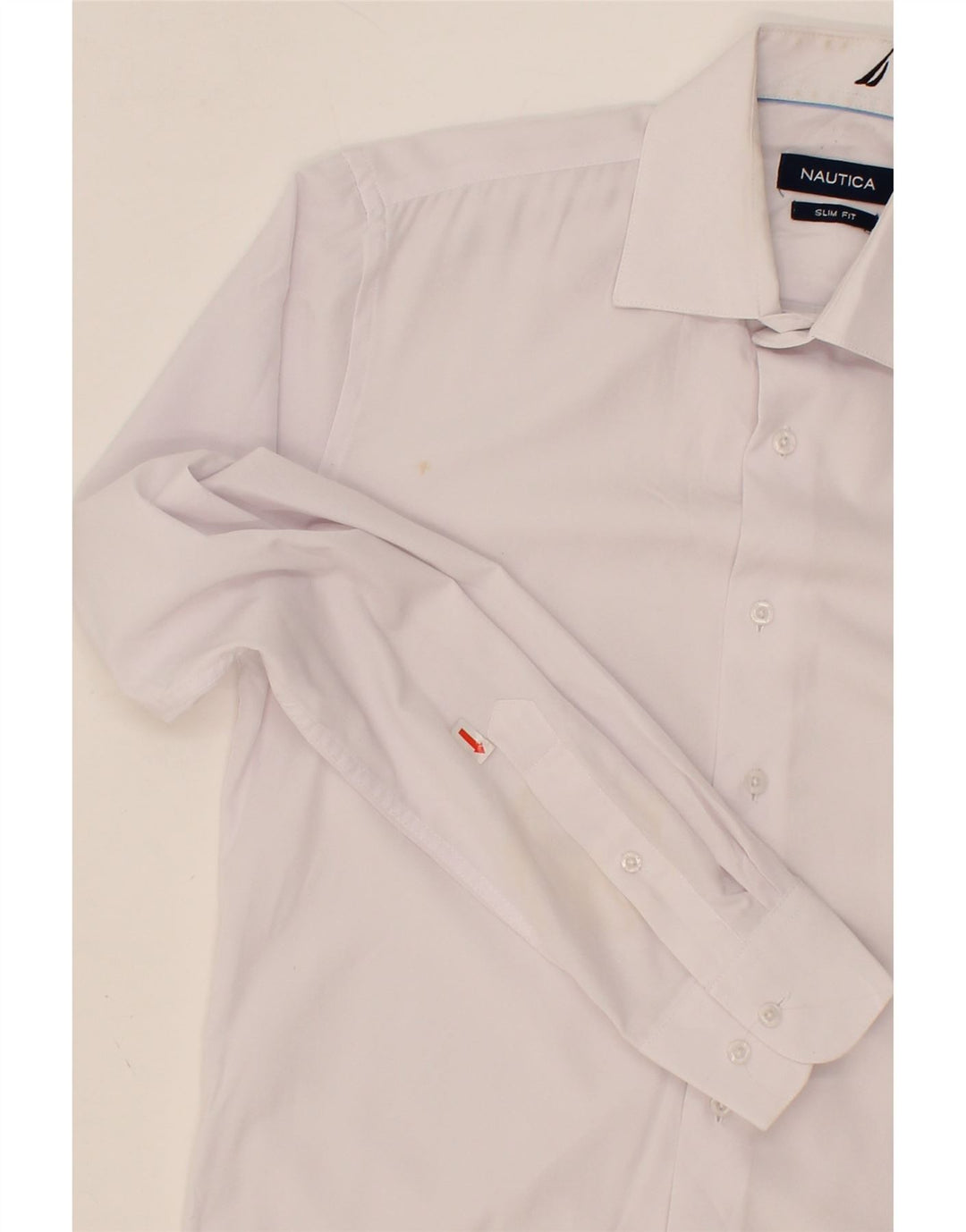NAUTICA Mens Slim Fit Shirt Size 14 1/2 Small White Polyester Vintage Nautica and Second-Hand Nautica from Messina Hembry 