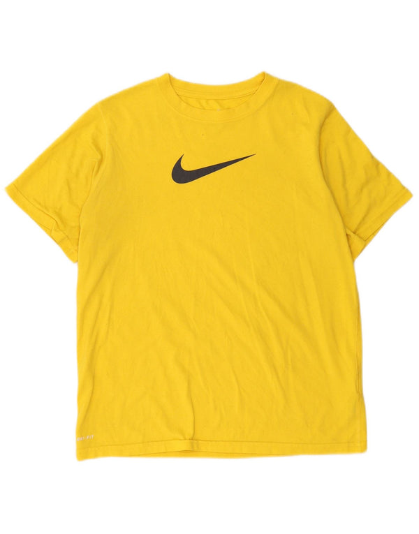 Nike Ženska Dri Fit Graphic T-Shirt majica kratkih rukava UK 14 Large Yellow Polyester