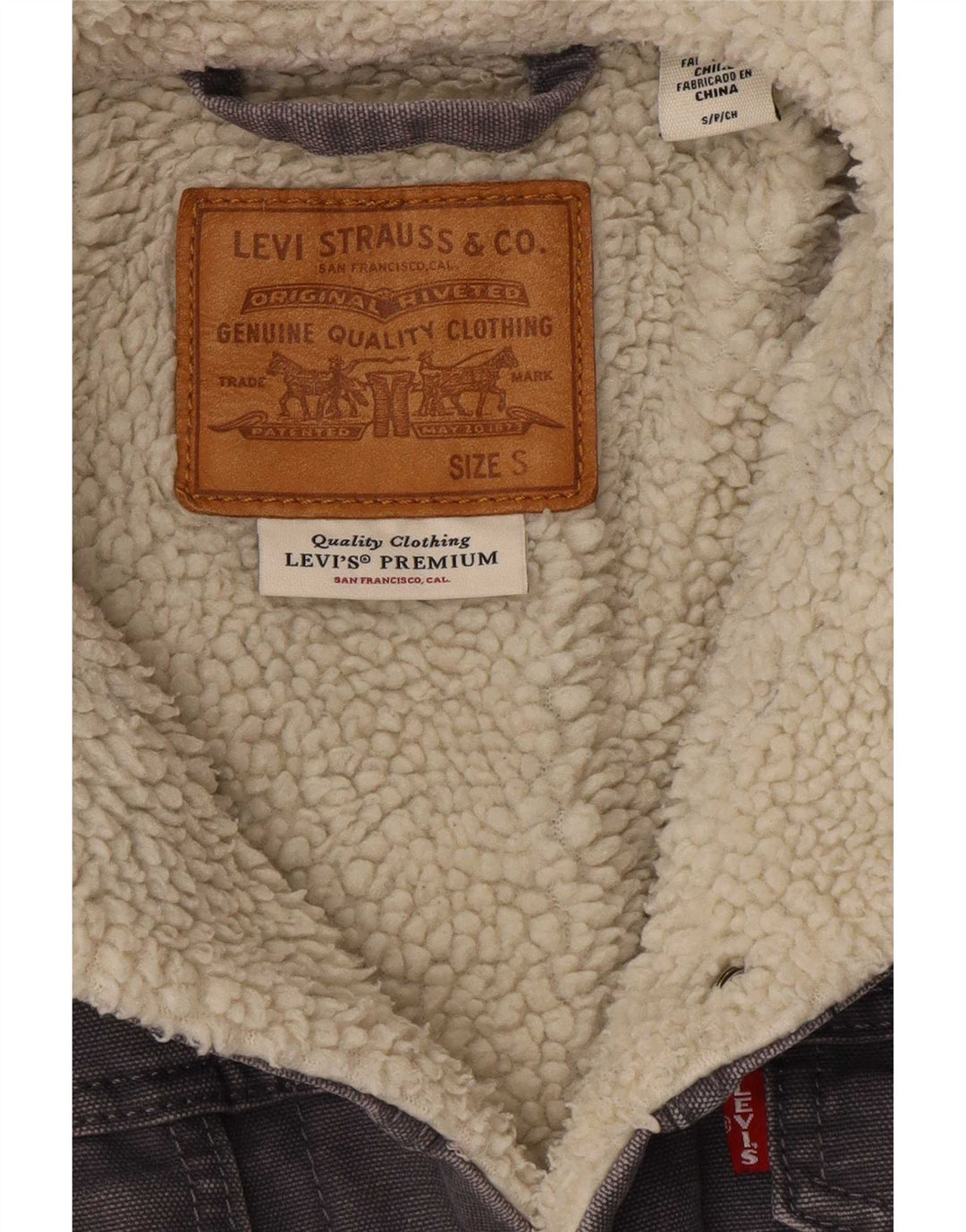 Levi's muška traper šerpa jakna UK 36 Mala siva pamuk