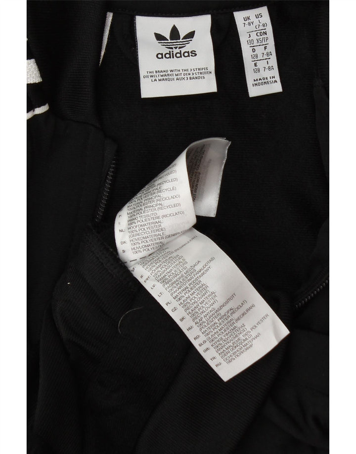 ADIDAS Boys Tracksuit Top Jacket 7-8 Years Black Polyester