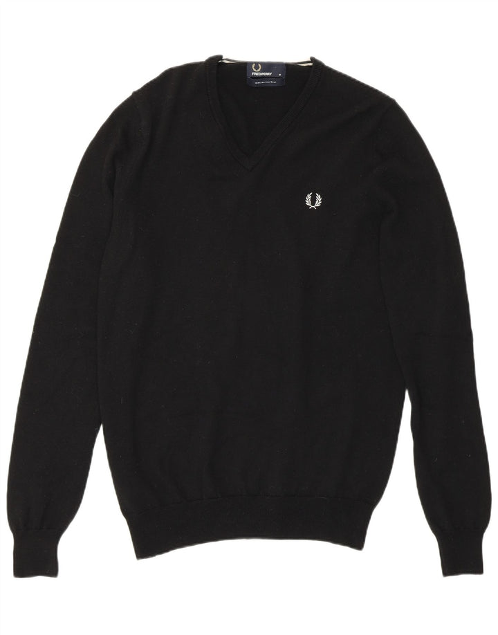 Fred Perry muški džemper s V-izrezom srednje crne merino vune
