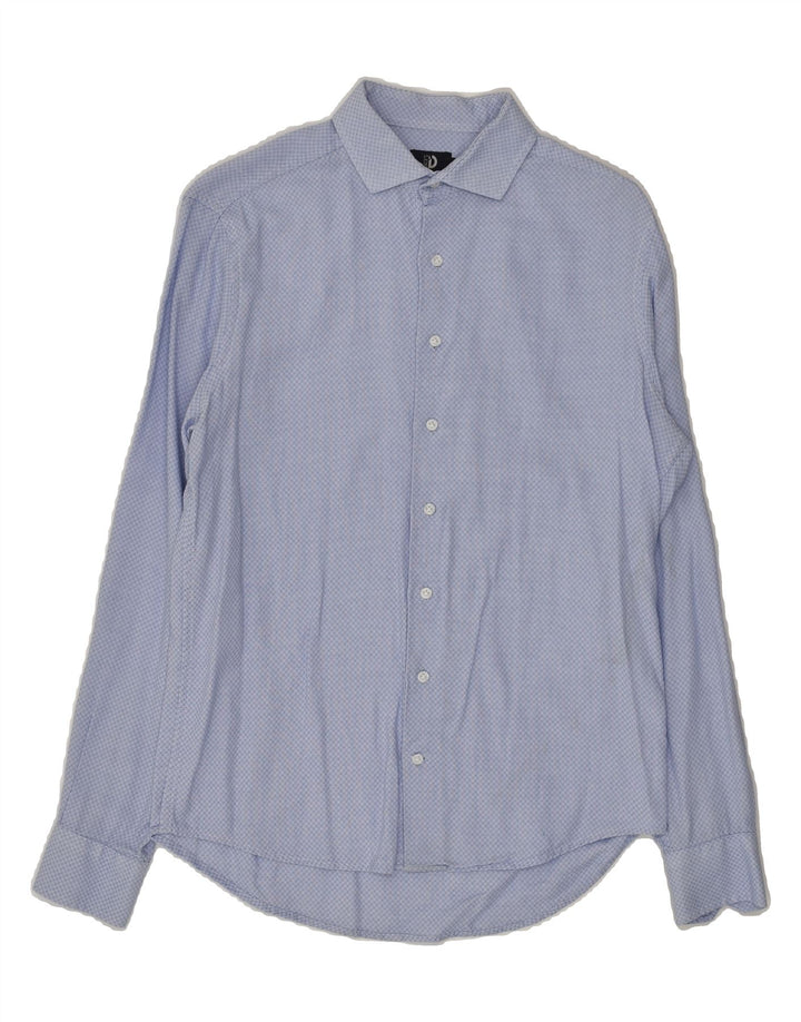 DACK'S Mens Slim Fit Shirt Small Blue Geometric | Vintage Dack's | Thrift | Second-Hand Dack's | Used Clothing | Messina Hembry 