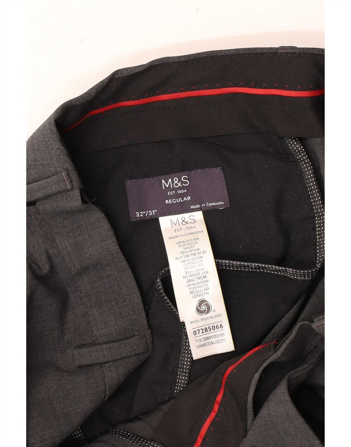 Marks & Spencer muške hlače ravnog odijela W32 L31 Siva vuna