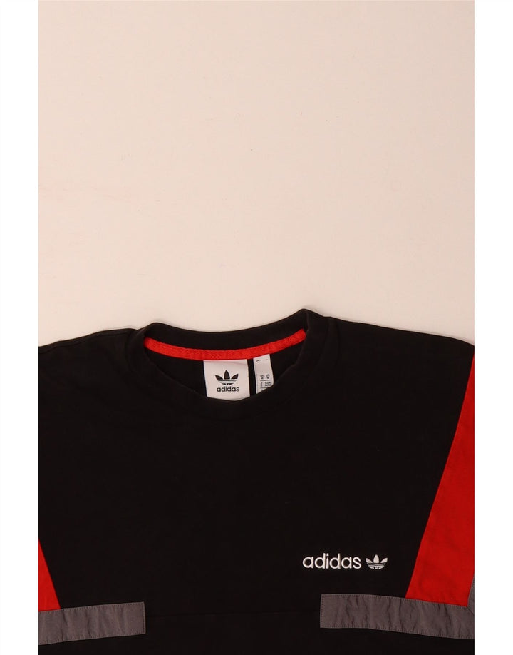 ADIDAS Mens T-Shirt Top Medium Black Colourblock Cotton