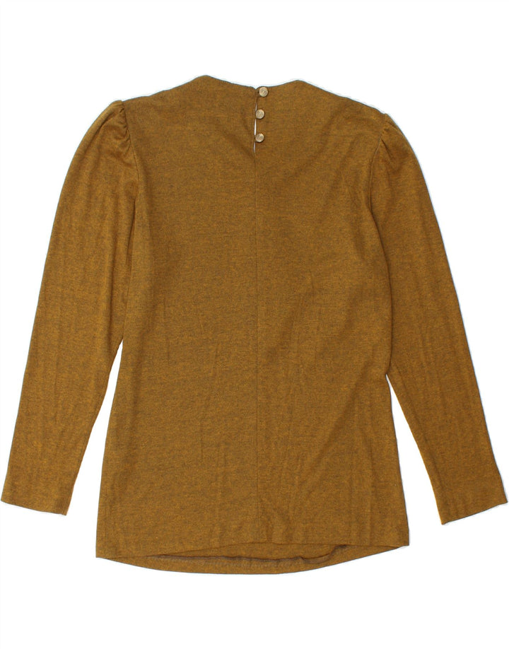 VINTAGE Womens 3/4 Sleeve Blouse Top UK 14 Medium Brown Viscose Vintage Vintage and Second-Hand Vintage from Messina Hembry 