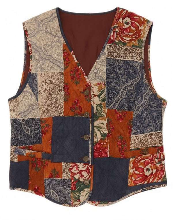 Vintage Womens Waistcoat UK 16 Large  Multicoloured Patchwork Viscose