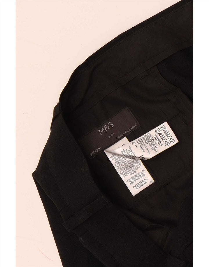 Marks & Spencer muške uske chino hlače W38 L33 crni poliester