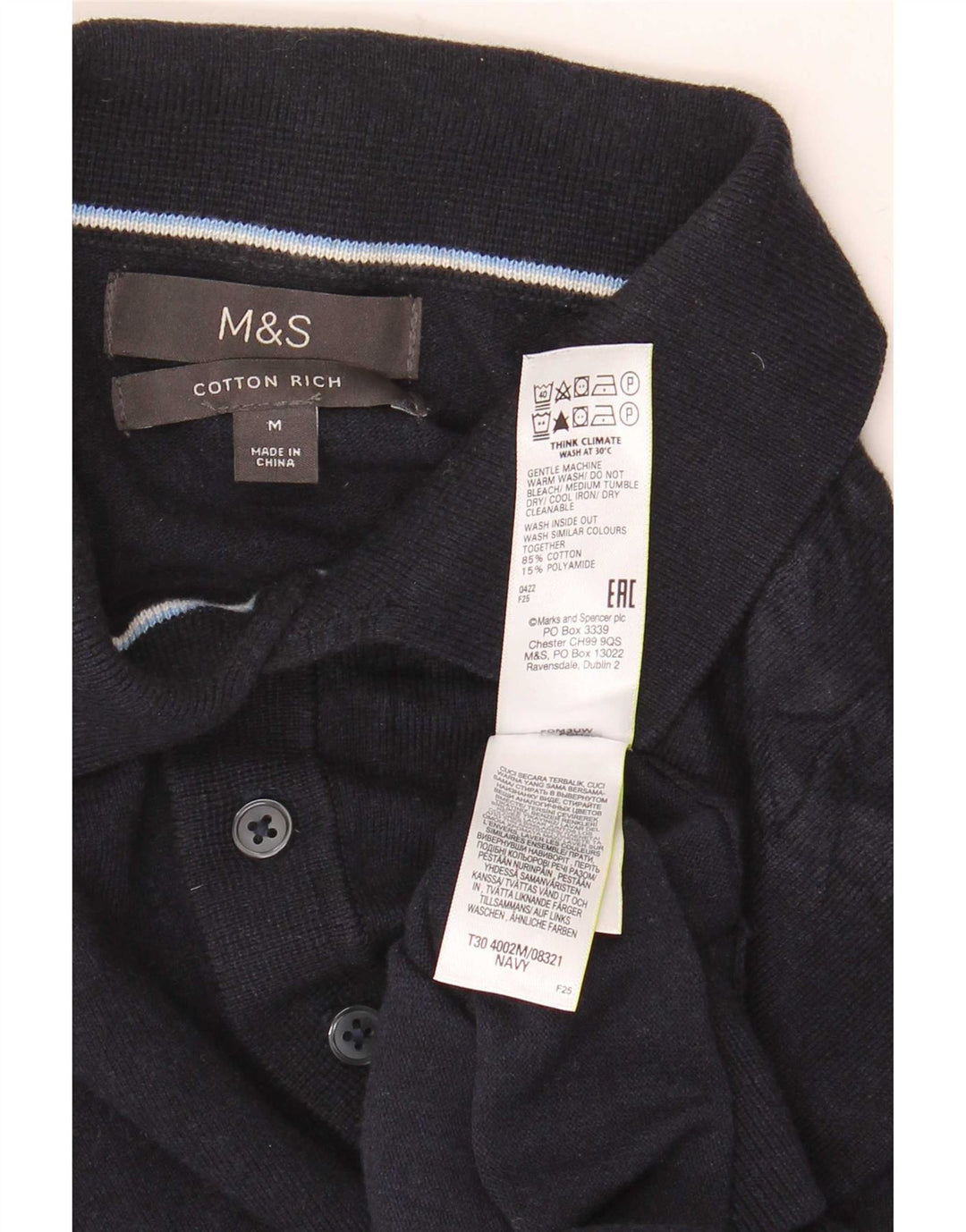 Marks & Spencer muški džemper kratkih rukava s polo izrezom Srednje tamnoplavi