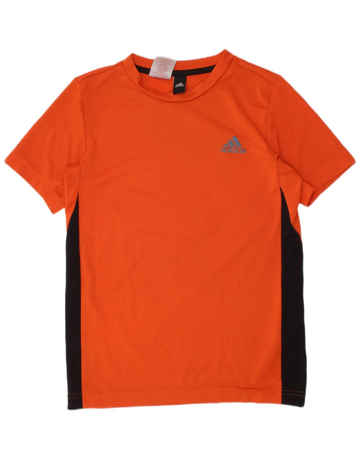 ADIDAS Boys Aeroready T-Shirt Top 11-12 Years Orange Colourblock Poliester