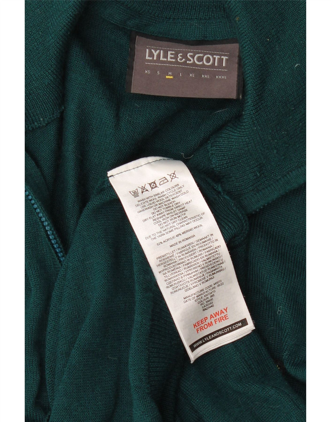 LYLE & SCOTT Muški džemper s izrezom i srednje zelenim akrilom