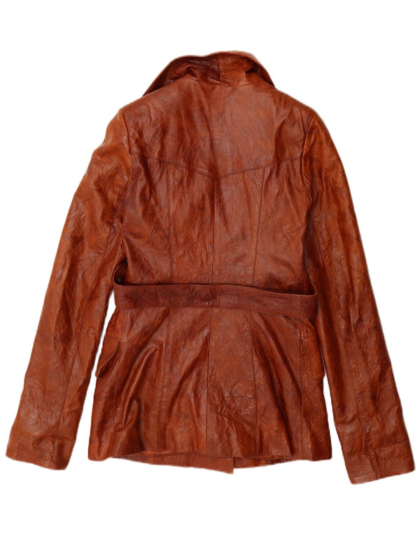 Vintage ženska dvostruka kožna jakna UK 10 Mala smeđa koža