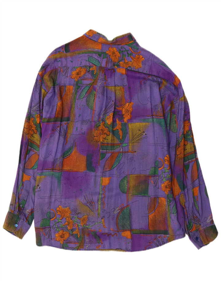 VINTAGE muška košulja XL ljubičasta cvjetna viskoza