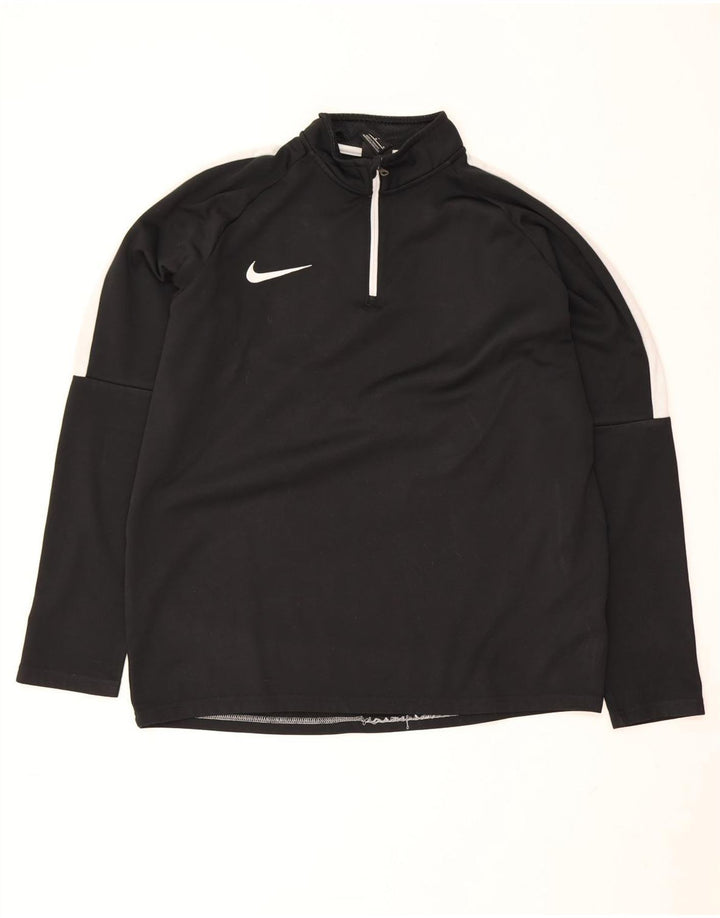 Nike Dri Fit majica s izrezom na patent i gornji dio trenirke srednje crne boje