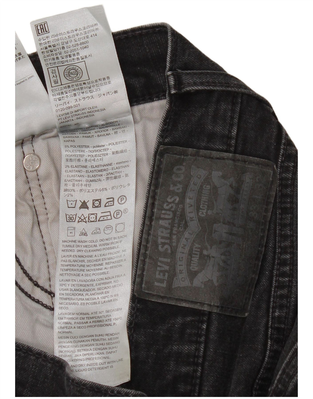 Levi's muške uske traperice W33 L32 crni pamuk
