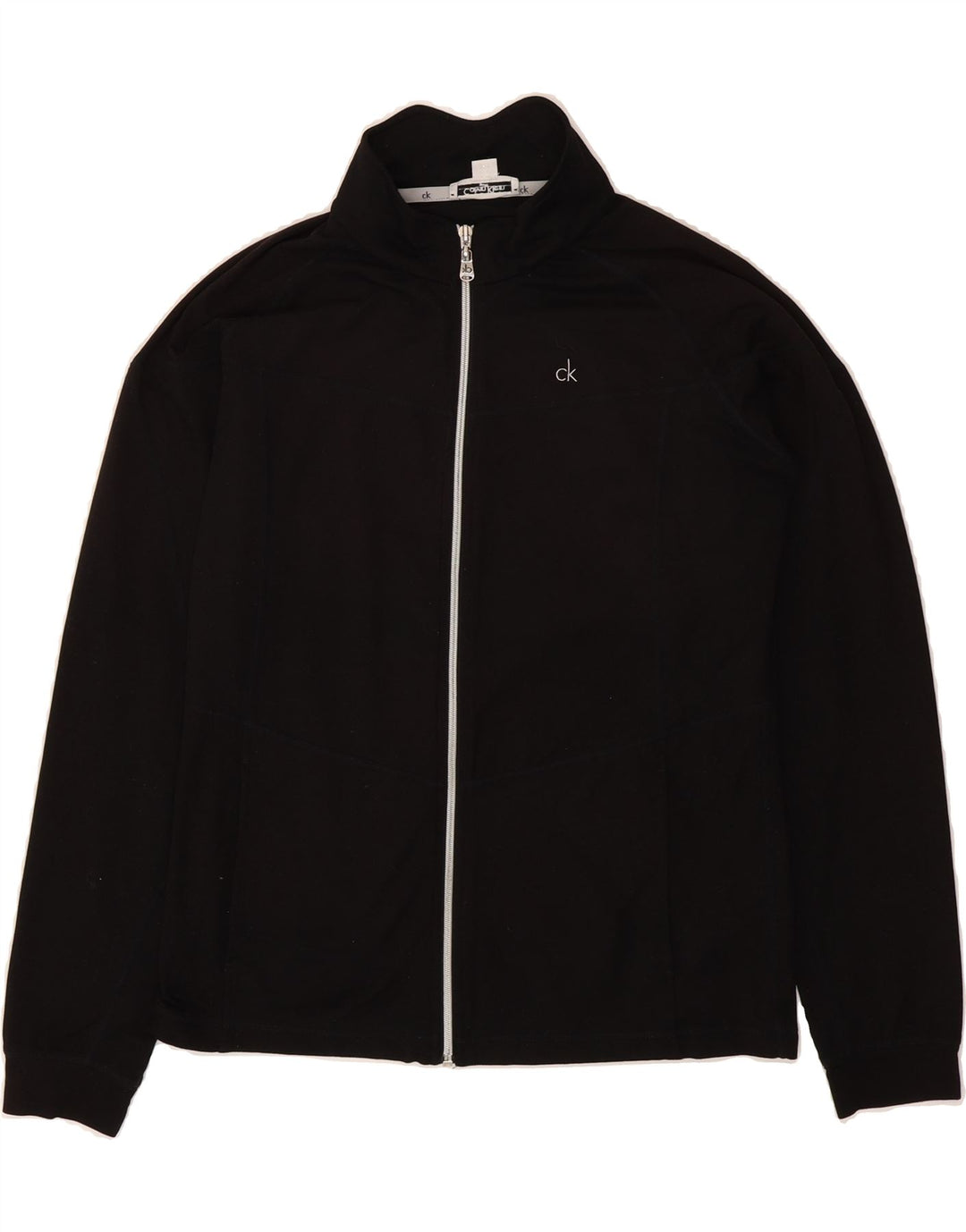 CALVIN KLEIN Womens Golf Tracksuit Top Jacket UK 14 Large  Black Polyester Vintage Calvin Klein and Second-Hand Calvin Klein from Messina Hembry 