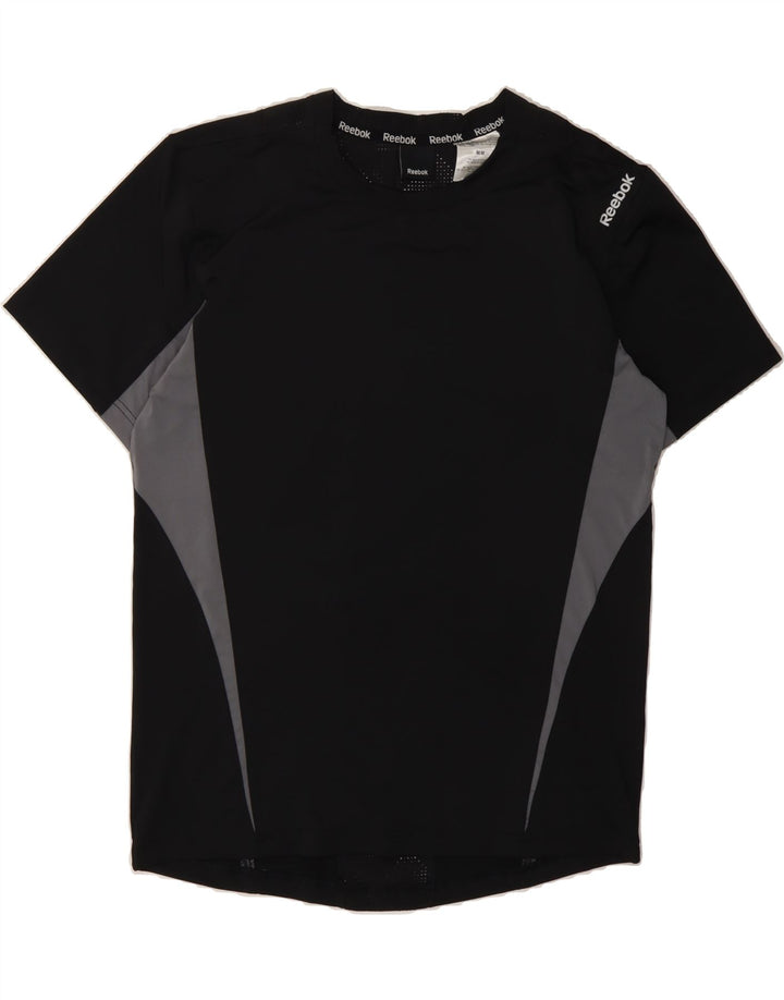 REEBOK Mens T-Shirt Top Medium Black Colourblock Polyester Vintage Reebok and Second-Hand Reebok from Messina Hembry 