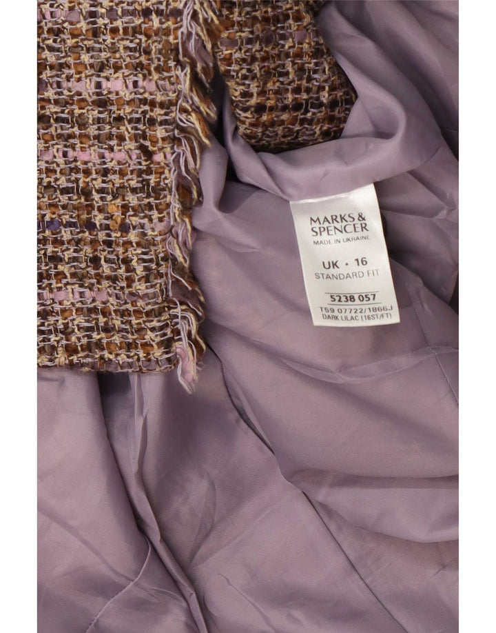 Marks & Spencer ženski sako sa 1 gumbom UK 16 veliki ljubičasti karirani