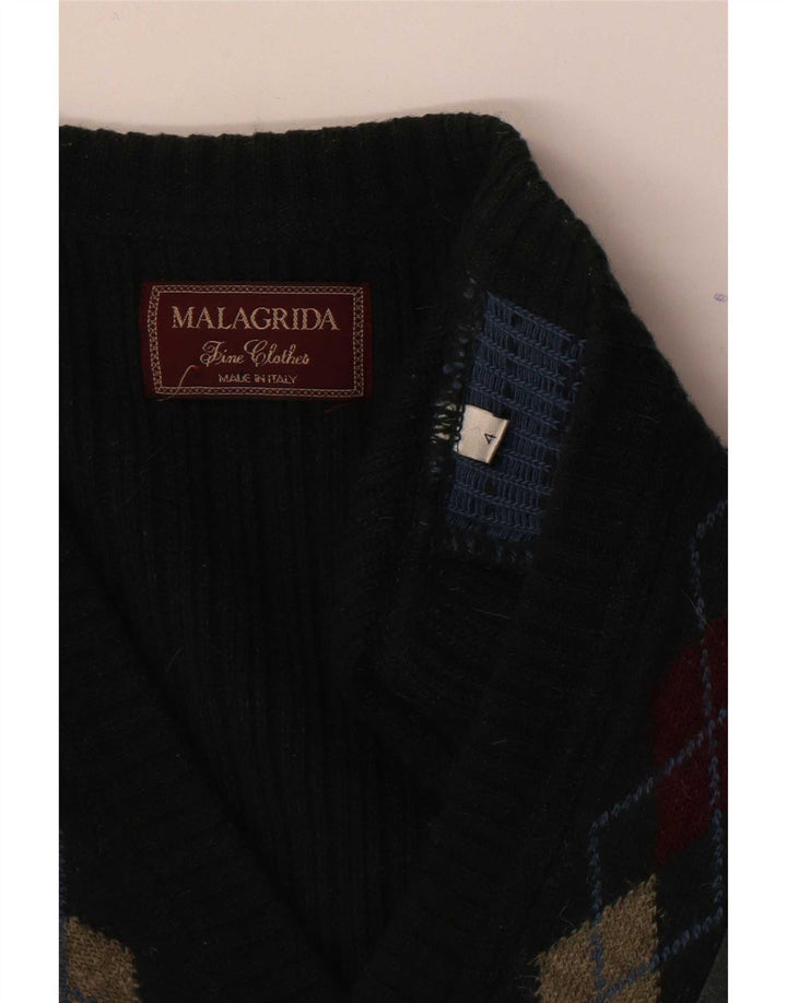 Malagrida muški džemper s V-izrezom Veliki zeleni Argyle/Diamond