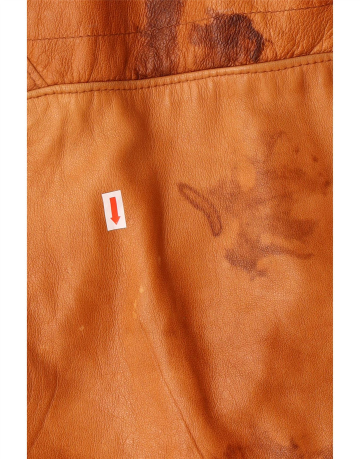VINTAGE Mens Leather Jacket UK 36 Small Brown Tie Dye Leather