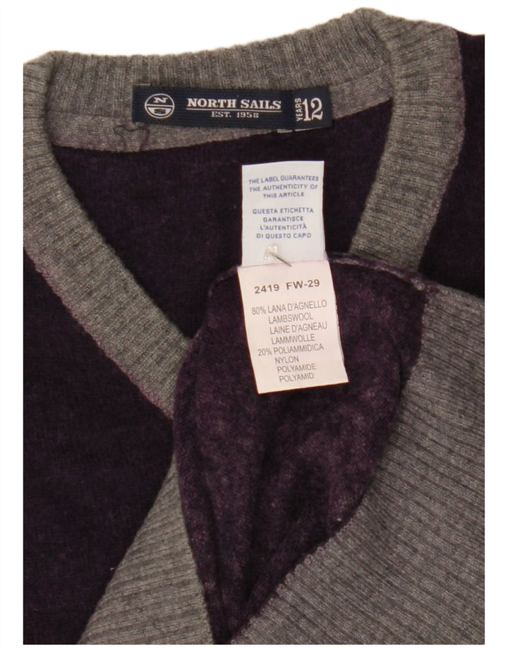 North Sails Dječački džemper s V-izrezom 11-12 godina Ljubičasta vunena