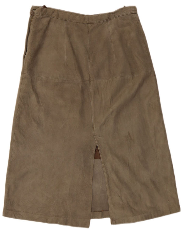 Vintage ženska suknja A-kroja od brušene kože EU 36 XS W28 kaki