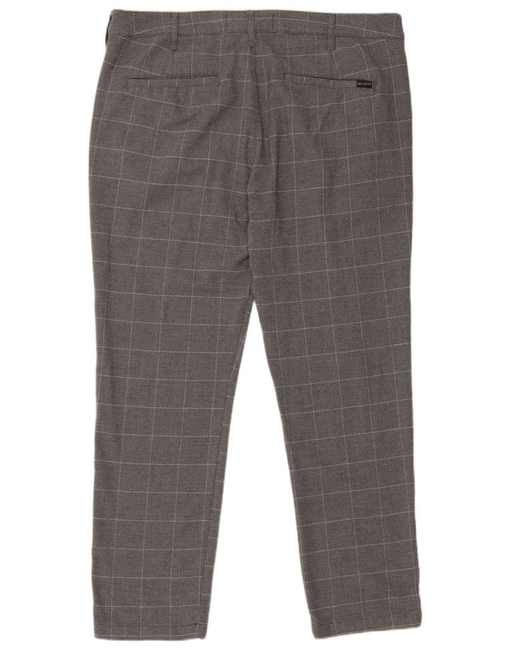 Hollister muške uske chino hlače W36 L28 sivi karirani poliester