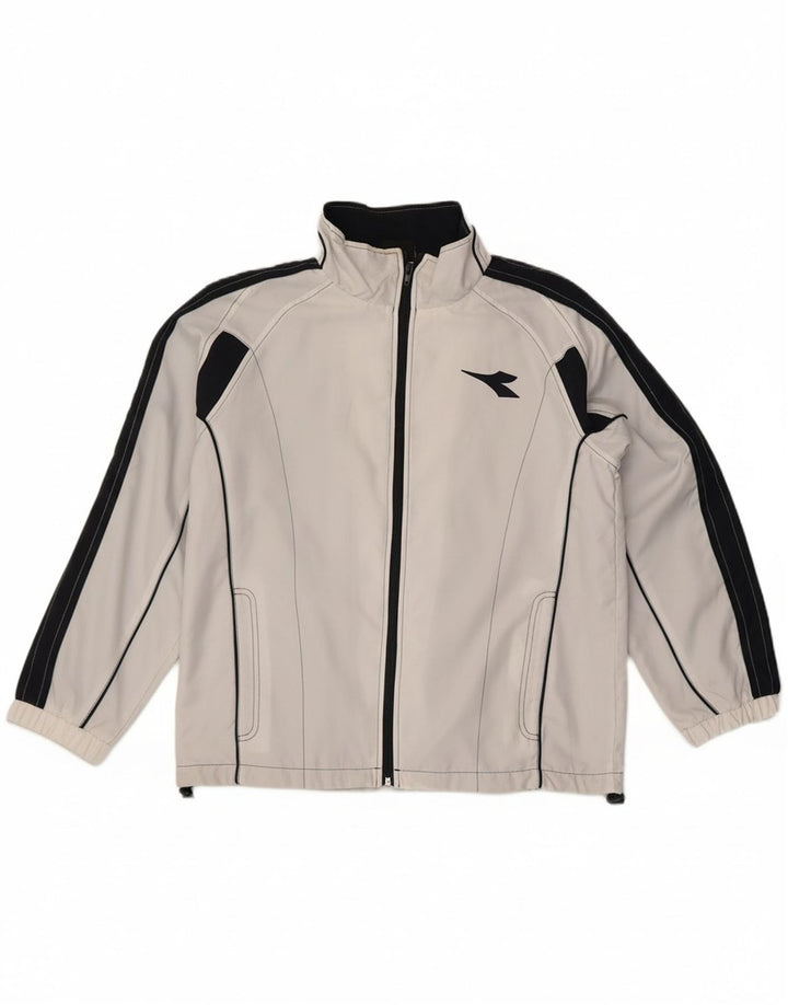 DIADORA Womens Tracksuit Top Jacket UK 16 Large White Colourblock