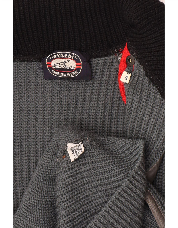 Vintage muški kardigan džemper IT 48 srednje sive djevičanske vune