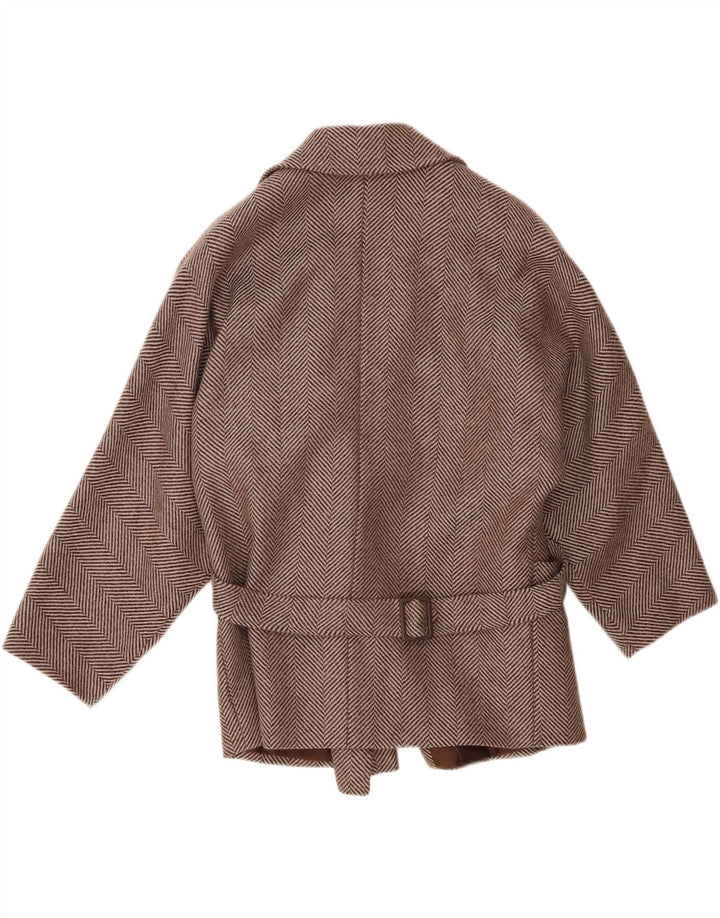 Vintage ženski kaput IT 44 srednje smeđa ševron vuna