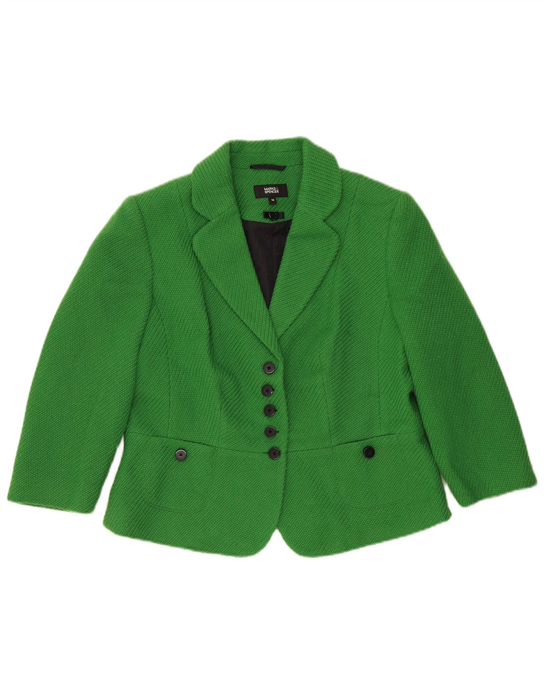 Marks & Spencer Ženska jakna sako s 5 gumba UK 16 Veliki zeleni poliester