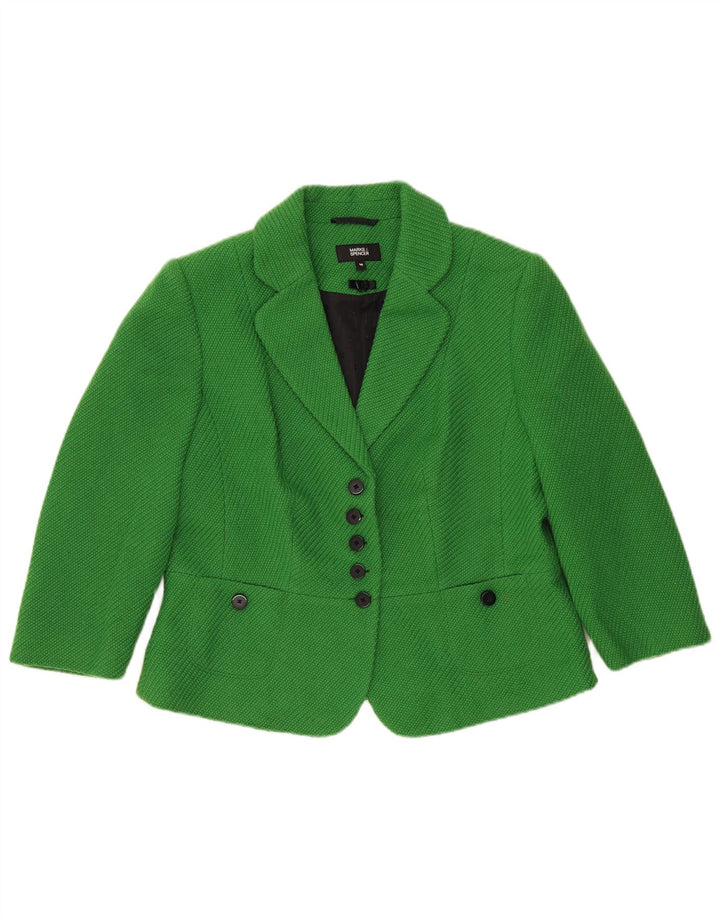 Marks & Spencer Ženska jakna sako s 5 gumba UK 16 Veliki zeleni poliester