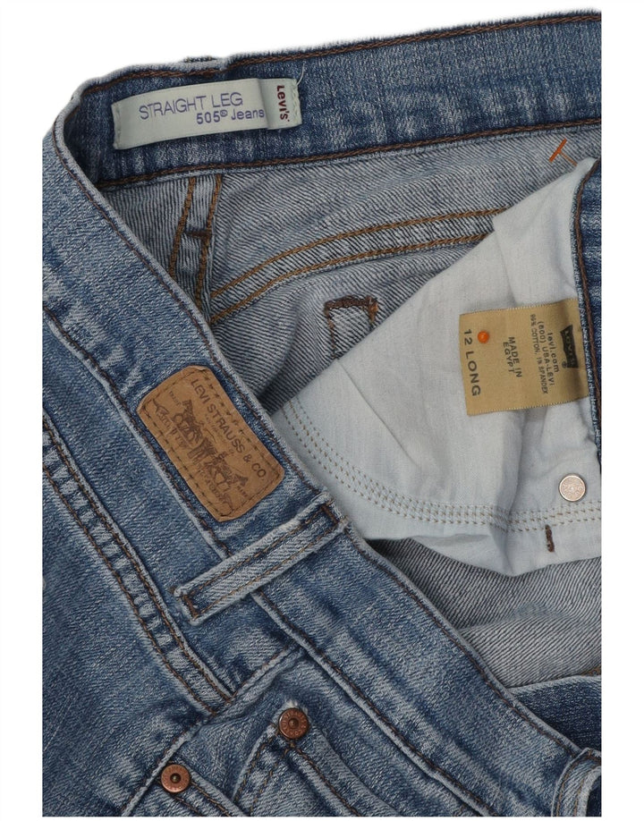 LEVI'S Ženske 505 ravne traperice US 12 Large W34 L34 Plavi pamuk