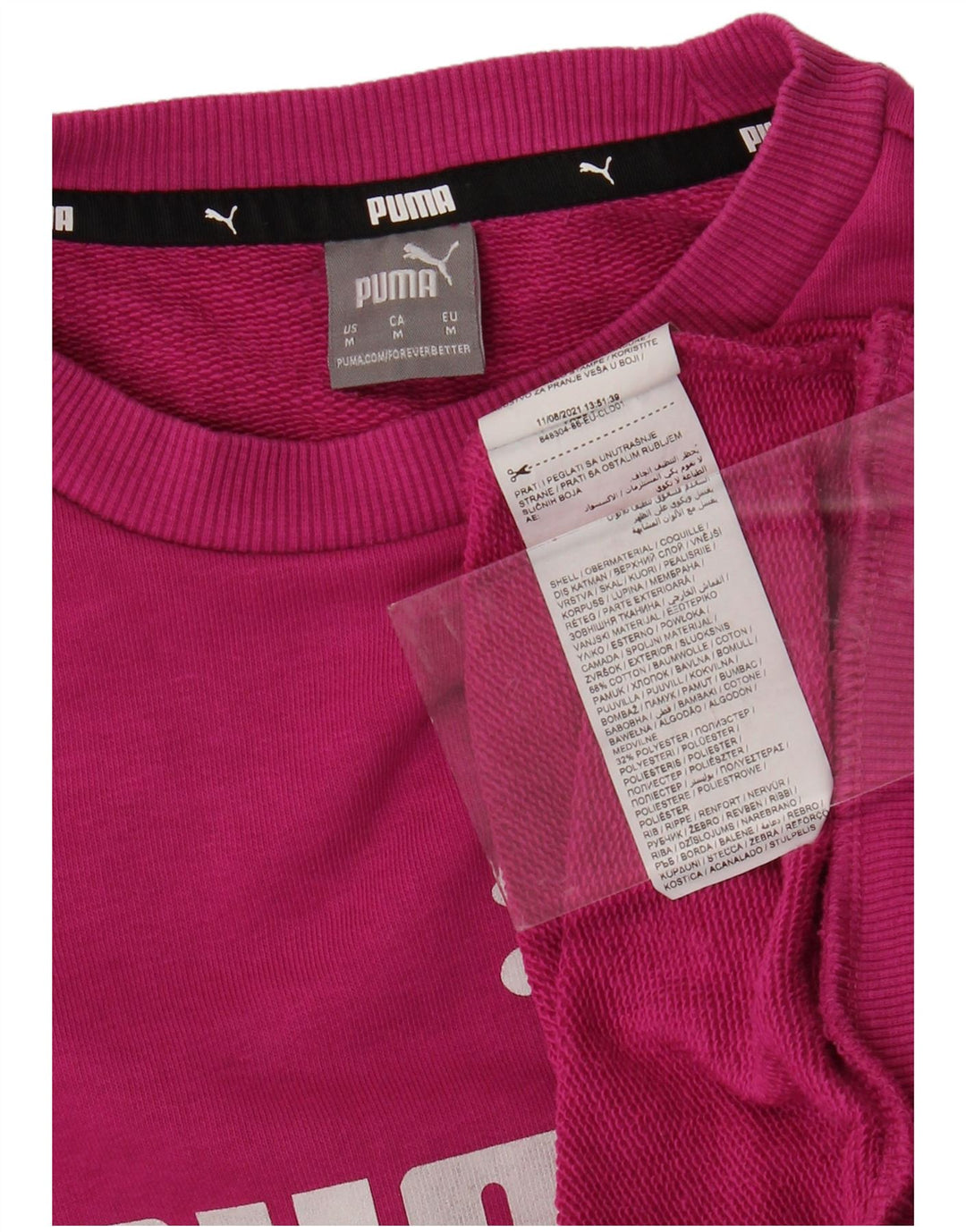 PUMA Womens Graphic Sweatshirt Jumper UK 14 Medium Pink Cotton