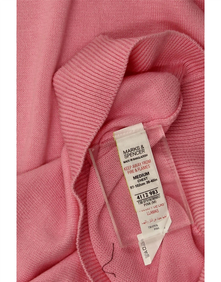 Marks & Spencer muški džemper s V-izrezom, srednje ružičasti pamuk