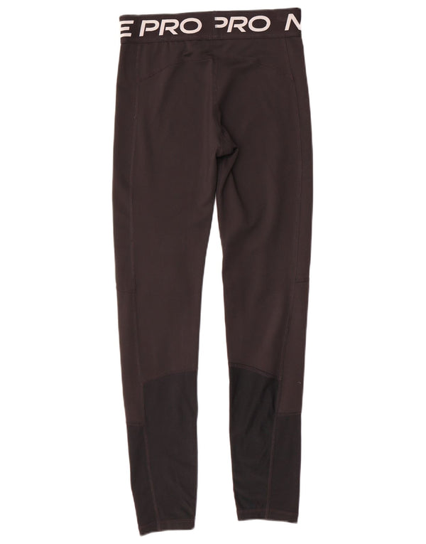 Nike Girls Dri Fit Graphic Leggings 13-14 Years XL Black Colourblock