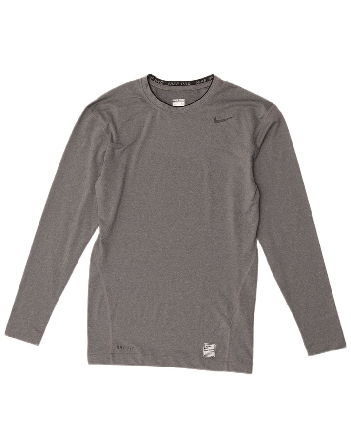 Nike muška kompresijska majica dugih rukava, srednje sivi flekasti poliester