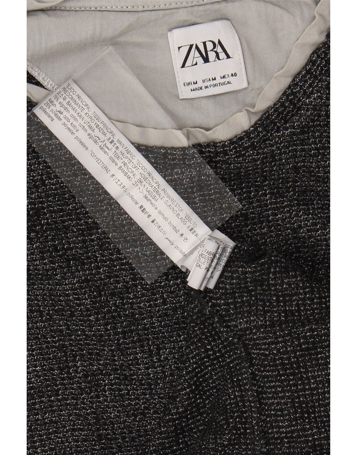 ZARA ženska majica dugih rukava UK 14, srednje sivi flekasti pamuk