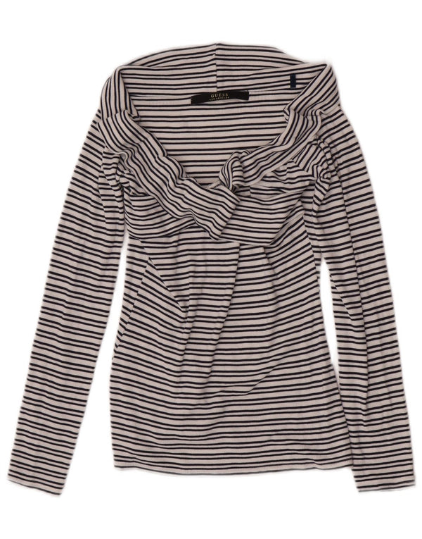 Guess ženska majica s otvorenim ramenima UK 4 XS tamnoplava na pruge