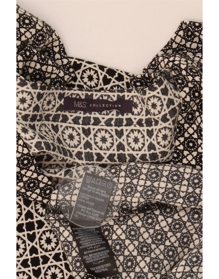 MARKS & SPENCER Ženska Shift haljina UK 14 Velika crna geometrijska viskoza