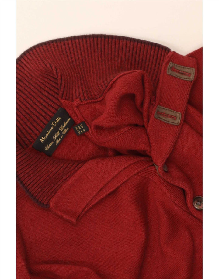 Massimo Dutti muški džemper s dugmadima i ovratnikom Srednje kestenjasti pamuk