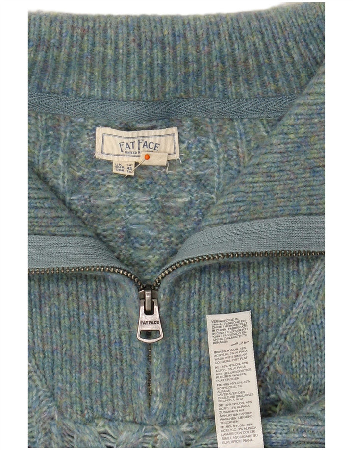 FAT FACE Ženski pulover s izrezom i patentnim zatvaračem UK 14 Veliki tirkizni najlon