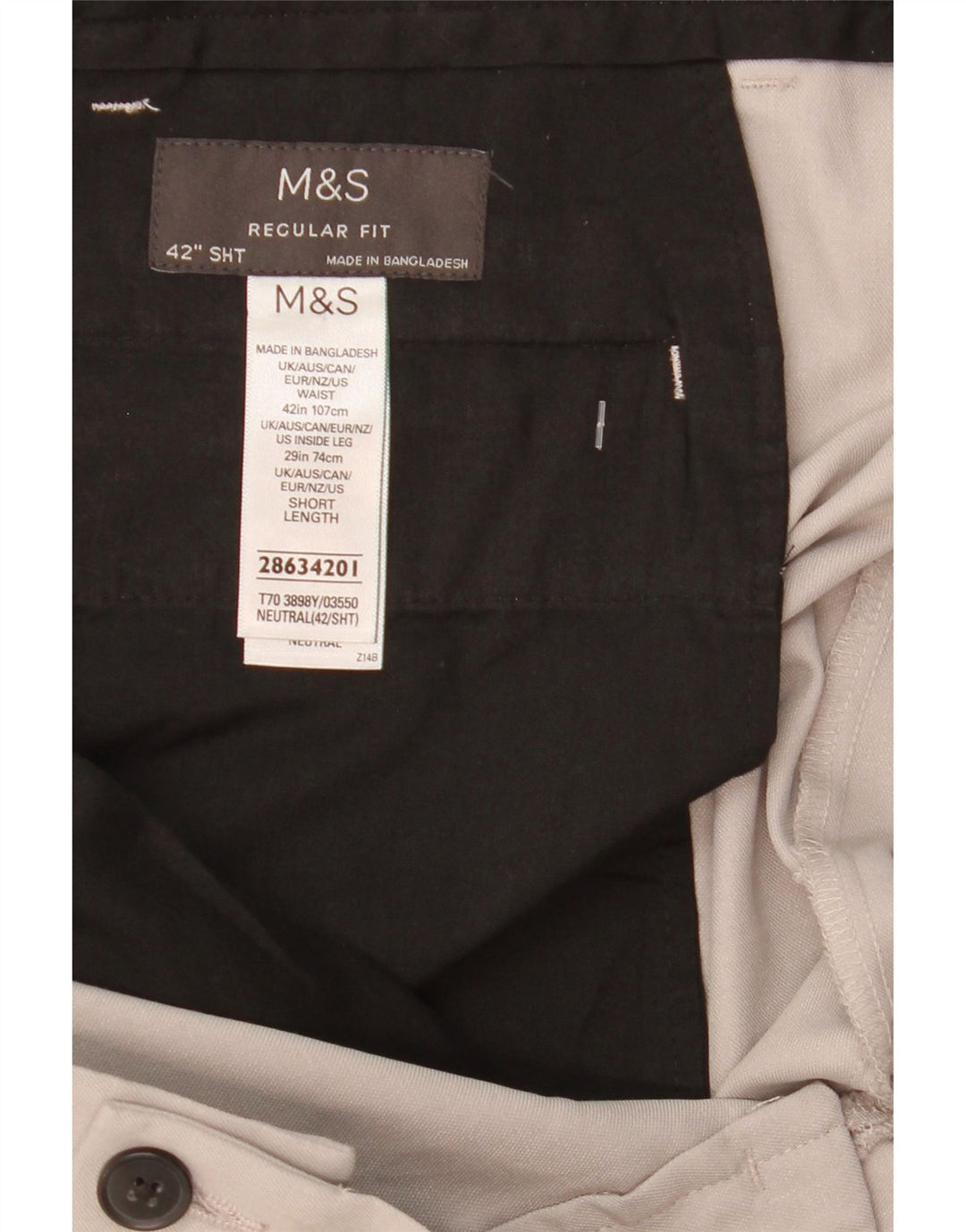 Marks & Spencer muške chino hlače standardnog kroja W42 L28 sivi poliester