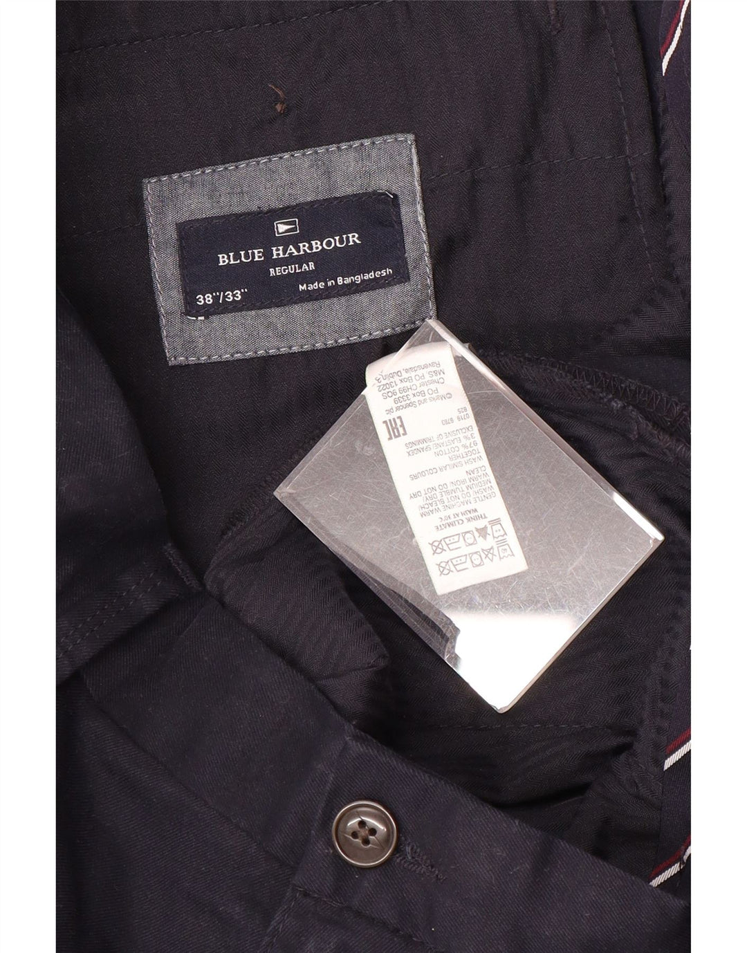 Marks & Spencer Mens Blue Harbor Regular Chino Hlače W38 L33 Mornarsko Plave