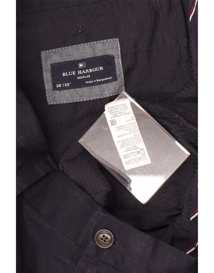 Marks & Spencer Mens Blue Harbor Regular Chino Hlače W38 L33 Mornarsko Plave