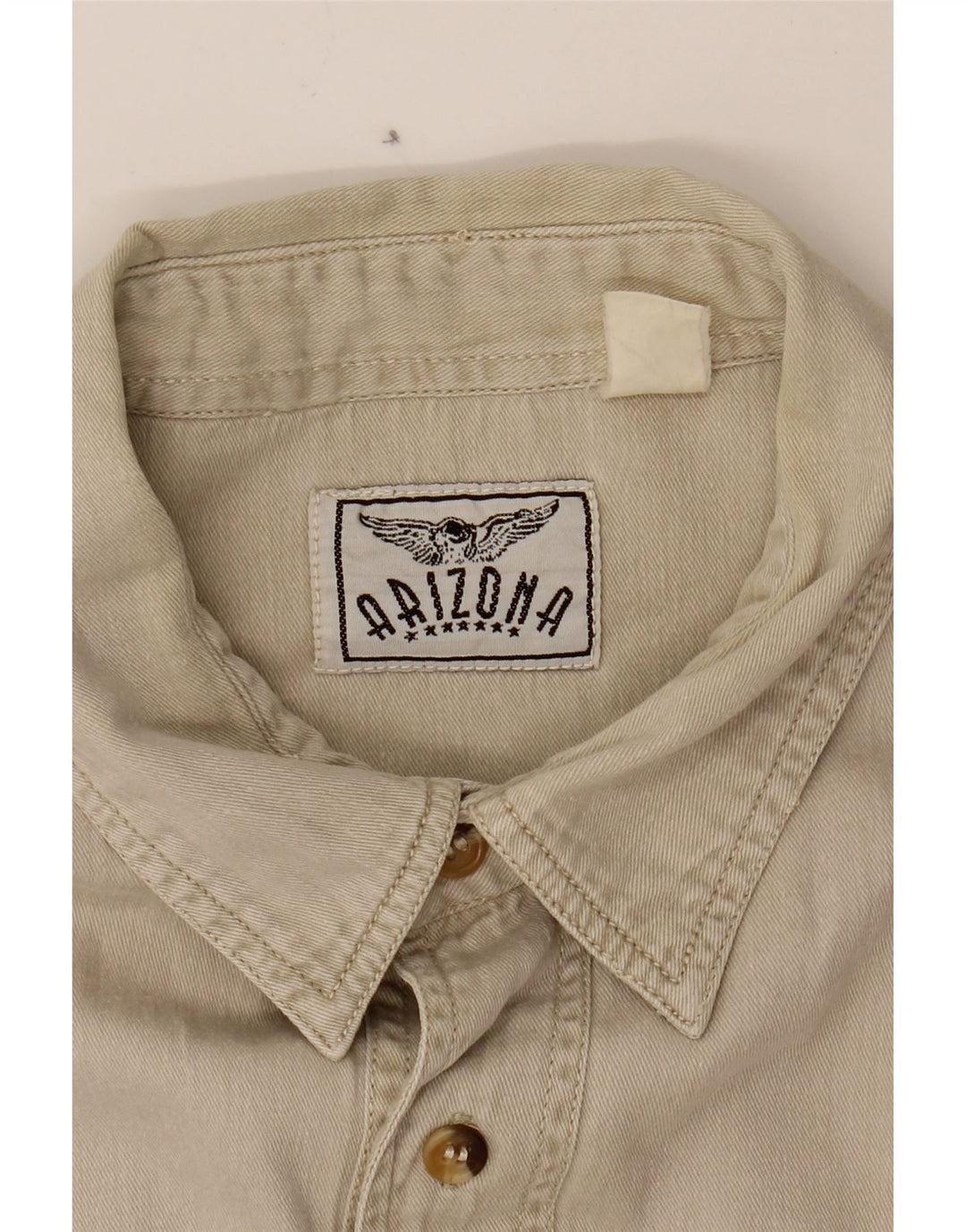 ARIZONA Mens Shirt Large Beige Cotton Vintage Arizona and Second-Hand Arizona from Messina Hembry 