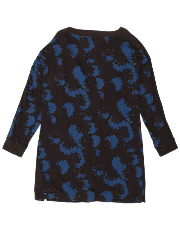 WHITE STUFF Ženska dugačka bluza Top UK 14 Veliki crni cvjetni pamuk